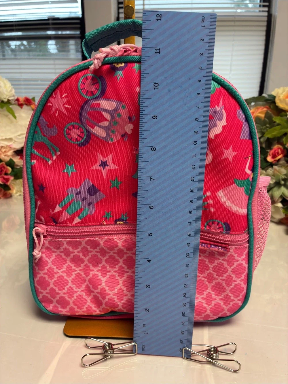 Stephen Joseph Princess Insulated Lunch Box Pink Teal Kids Zip Lunch Bag Pocket